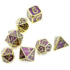 Metal Dice | Purple Enamel w/ Gold Dragon | Set of 7