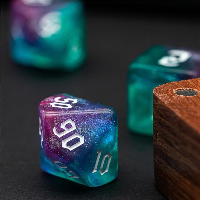 RPG Dice | "Aurora Thorns" White Ink | Set of 7