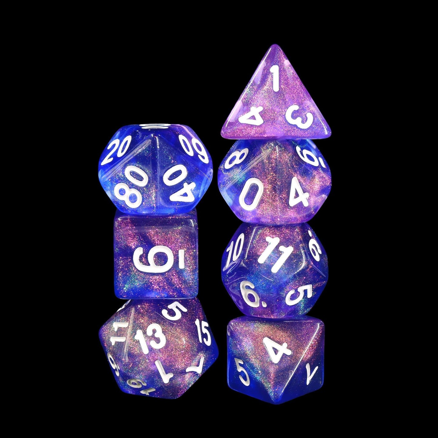RPG Dice | "Cosmic Beyond" (White Ink) | Set of 7