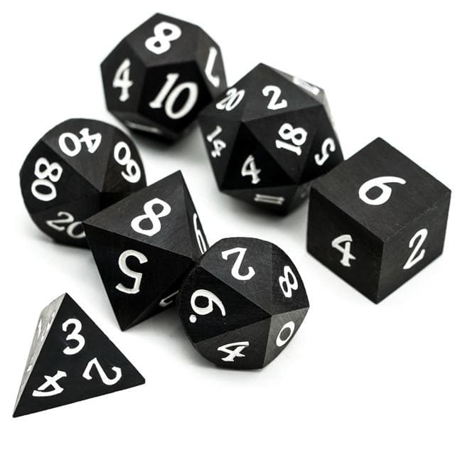 RPG Dice Set | Wooden Dice | Ebony | Set of 7