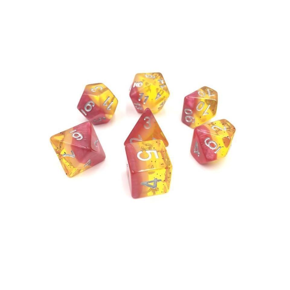 Polyhedral Dice Set | Acrylic | "Juicy Fruit" Passionfruit | Set of 7 (D0148)