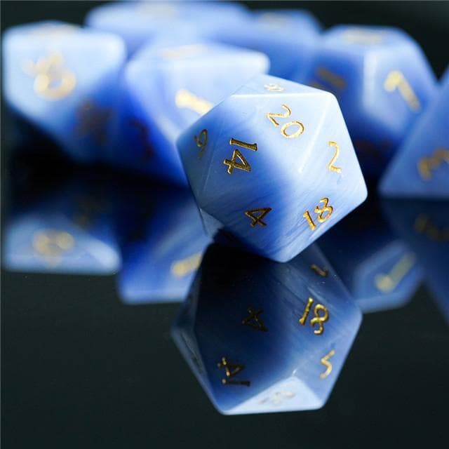 Gemstone Dice | Blue Lace Agate | Set of 7