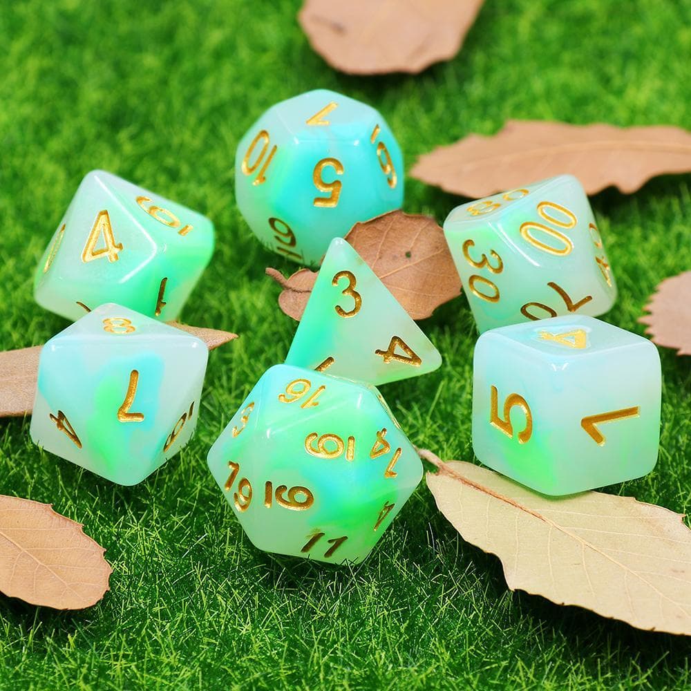 RPG Dice | "Luminous Jade" | Set of 7