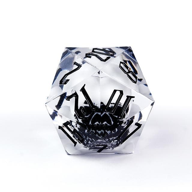 Large d20 (33mm) | Suspended Skull in Clear Resin