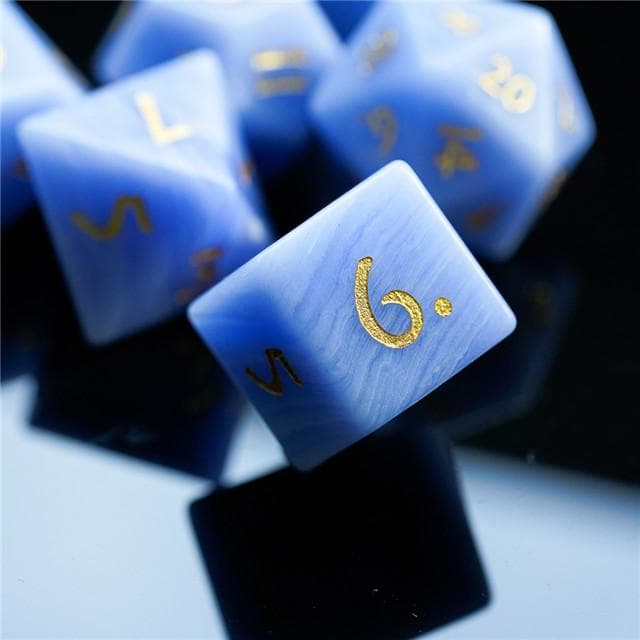 Gemstone Dice | Blue Lace Agate | Set of 7