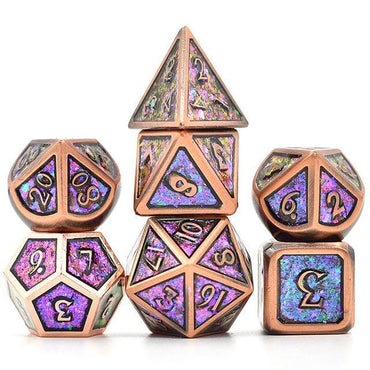 Metal Dice - Copper Plated Iridescent - Set of 7
