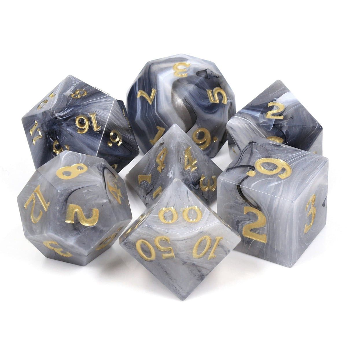 RPG Dice | "Merchant of Asphodel" (Sharp Edged) | Set of 7