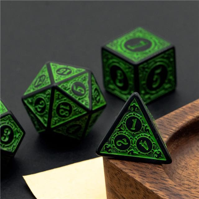 RPG Dice | "Green Alchemy" | Set of 7