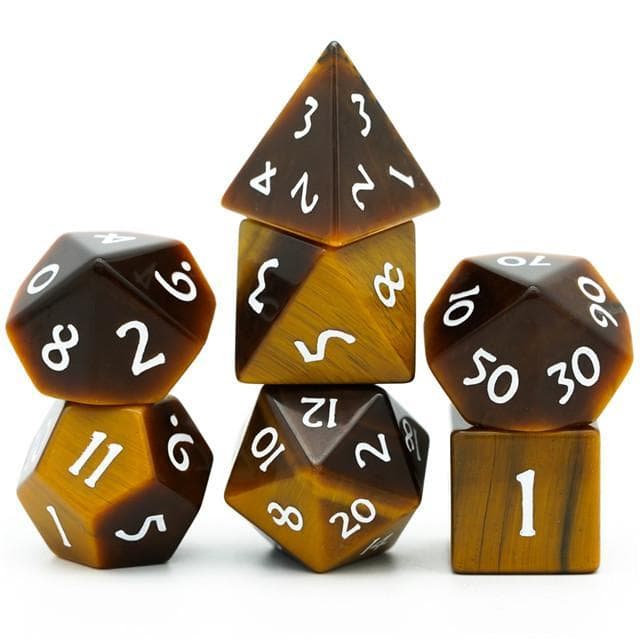Gemstone Dice | Natural Tiger's Eye | Set of 7