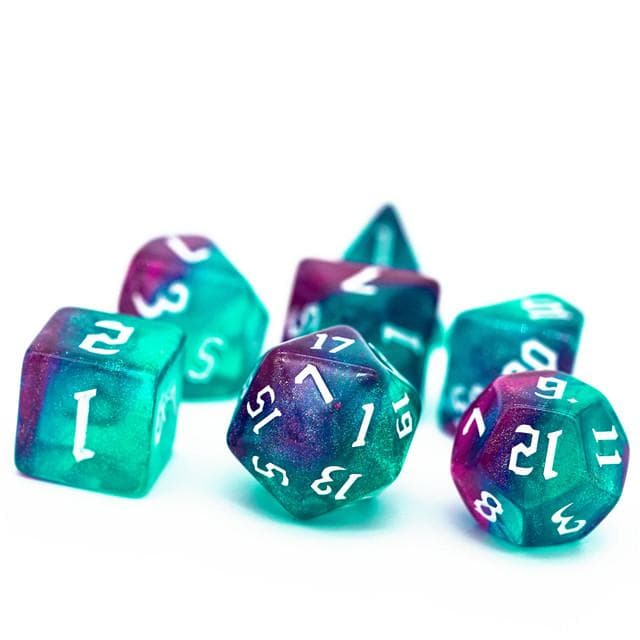 RPG Dice | "Aurora Thorns" White Ink | Set of 7