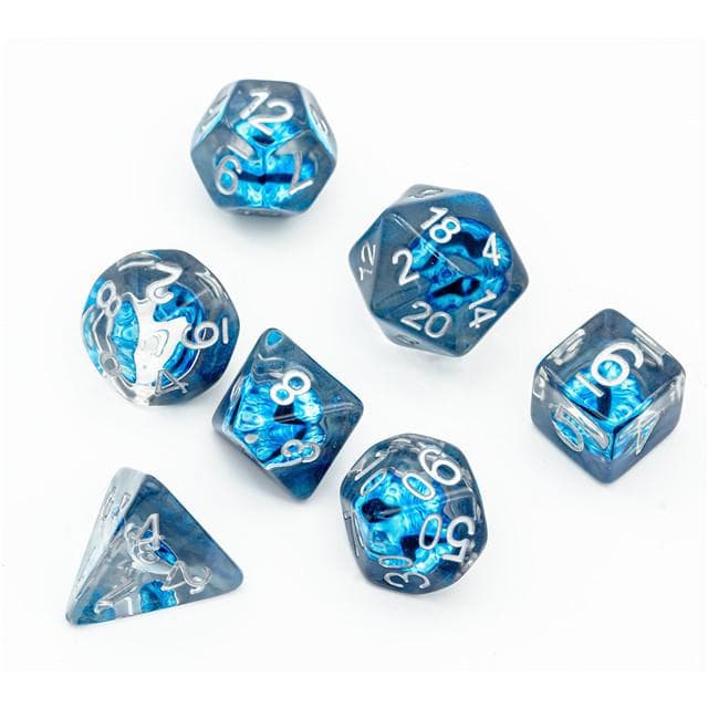 Polyhedral Dice Set | Resin | "Ice Dragon's Eye" | Set of 7 (D0113)