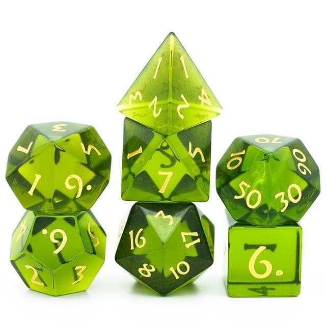 Glass Dice | Green | Set of 7