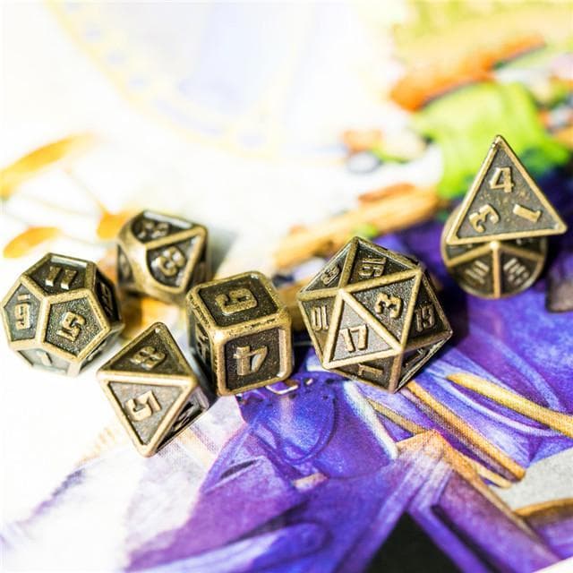 Polyhedral Dice Set | Metal | Mini Bronze | Set of 7 (D1002)