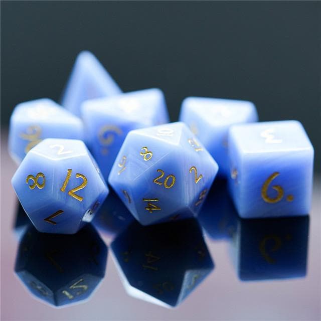 Gemstone Dice | Blue Lace Agate | Set of 7