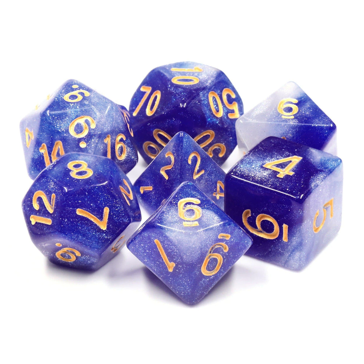 RPG Dice | "To Boldly Go" Gold Ink | Set of 7