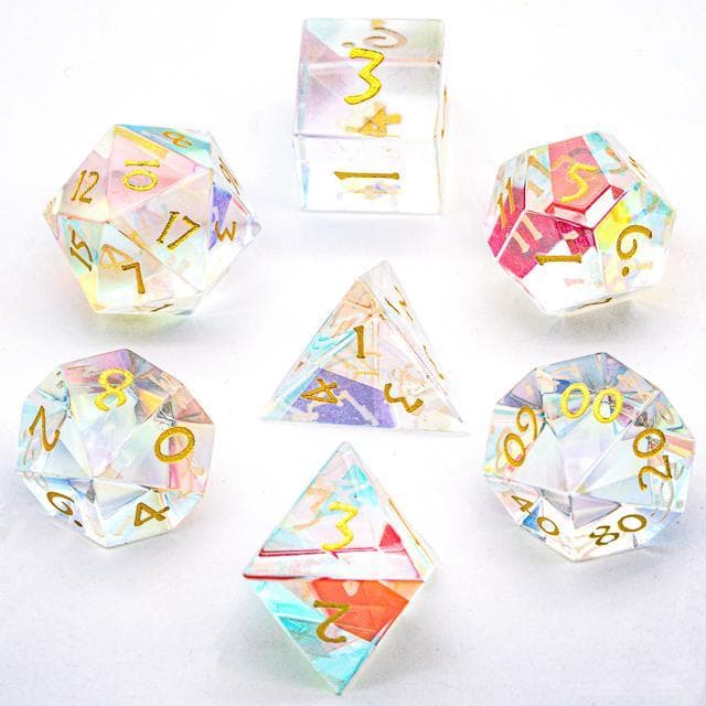 Polyhedral Dice Set | Crystal | "Prismatic Glance" | Set of 7 (D0216)