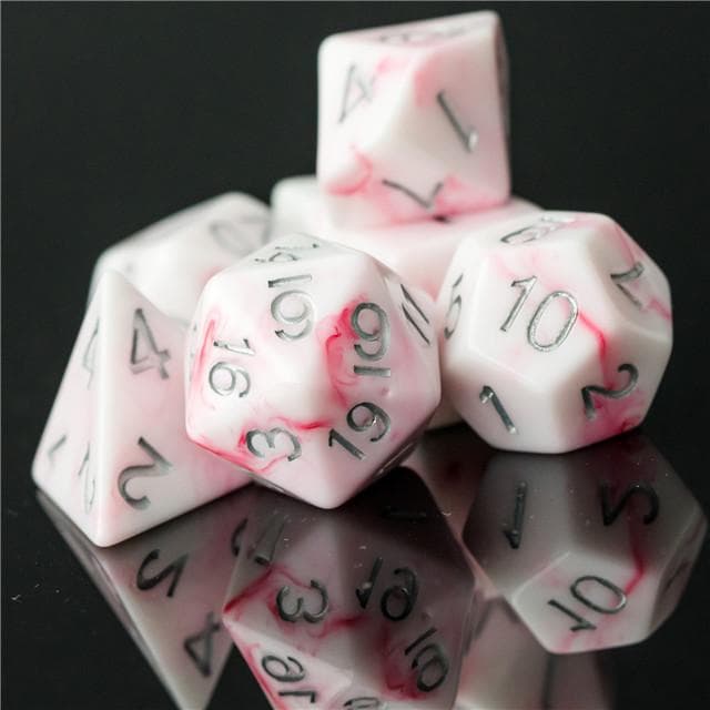 Polyhedral Dice Set | Acrylic | "Pink Marble" | Set of 7 (D0109)
