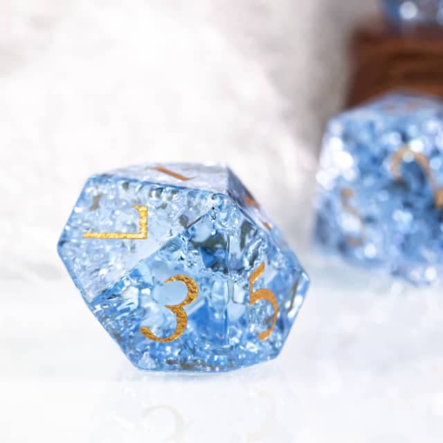 Glass Dice | Blue Fractal | Set of 7