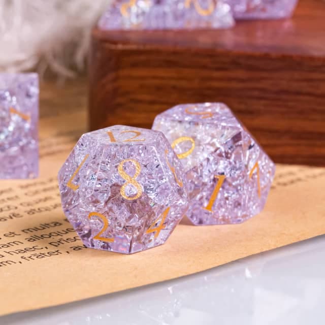 Glass Dice | Purple Fractal | Set of 7