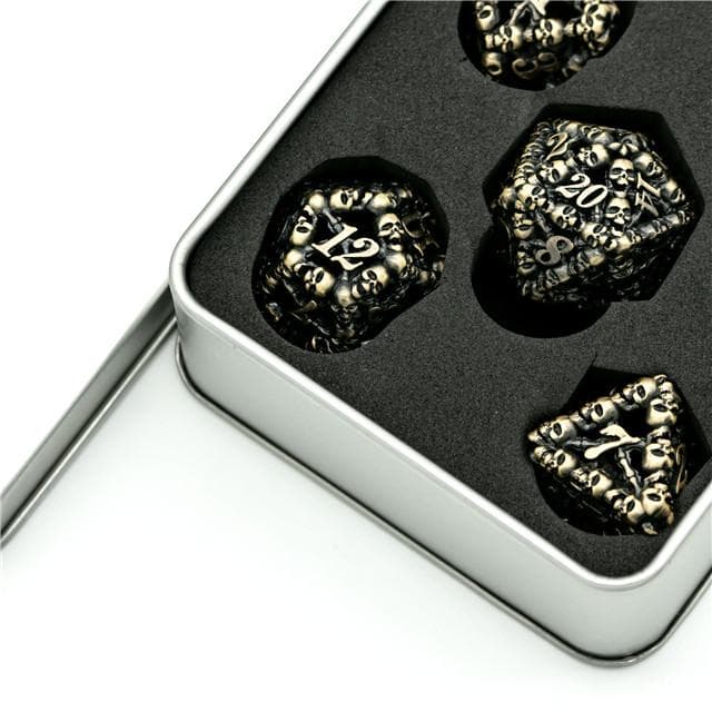 Metal Dice | Hollow "Skull" Bronze | Set of 7