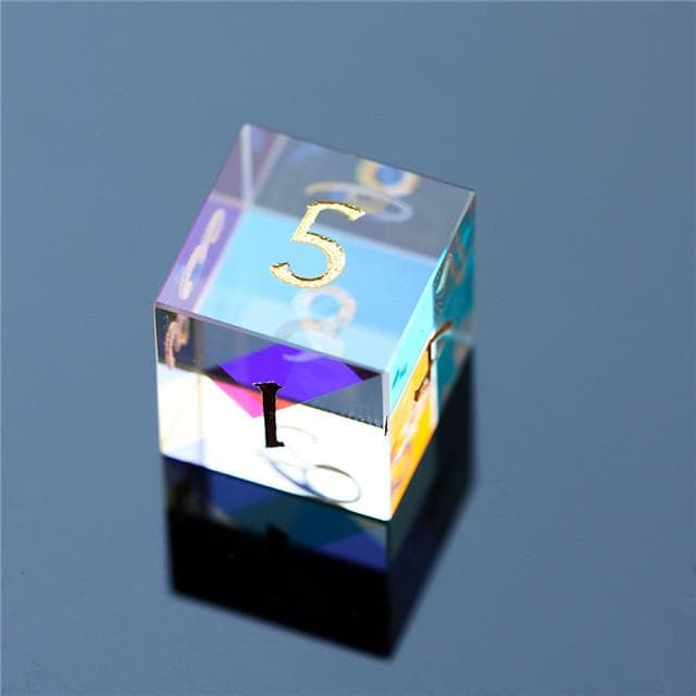 Gemstone Dice | 15mm Rainbow Crystal | Single d6