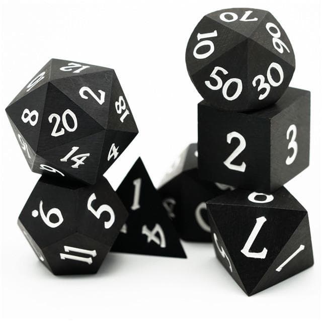 RPG Dice Set | Wooden Dice | Ebony | Set of 7