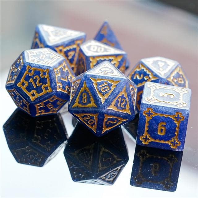 Large RPG Dice | "Chunky Castle" Blue | Set of 7