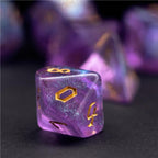 RPG Dice | "Amethyst Thorns" Gold Ink | Set of 7