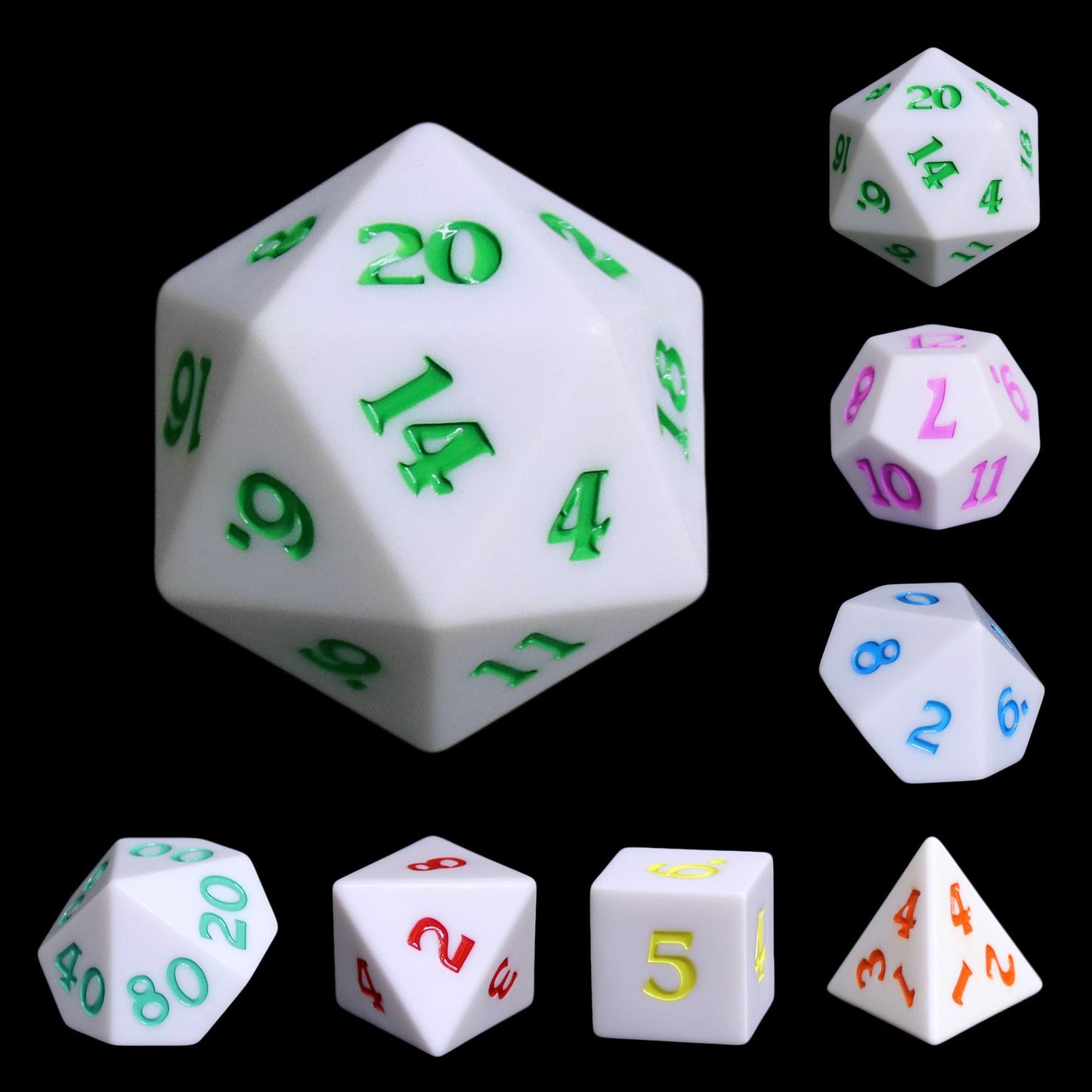 Polyhedral Dice Set | Acrylic | "Spectrum" (Sharp Edged) | Set of 7 (D0017)