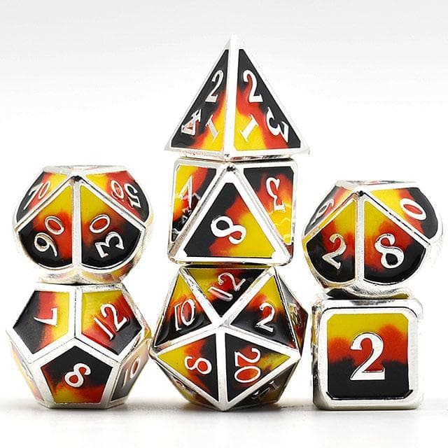 Metal Dice | "Hades" Enamel | Set of 7