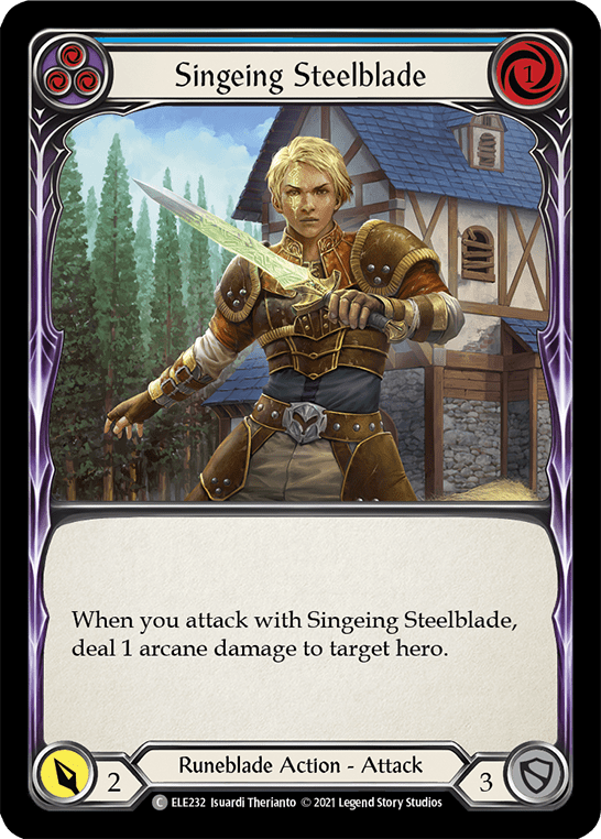Singeing Steelblade (Blue) [ELE232] (Tales of Aria)  1st Edition Rainbow Foil