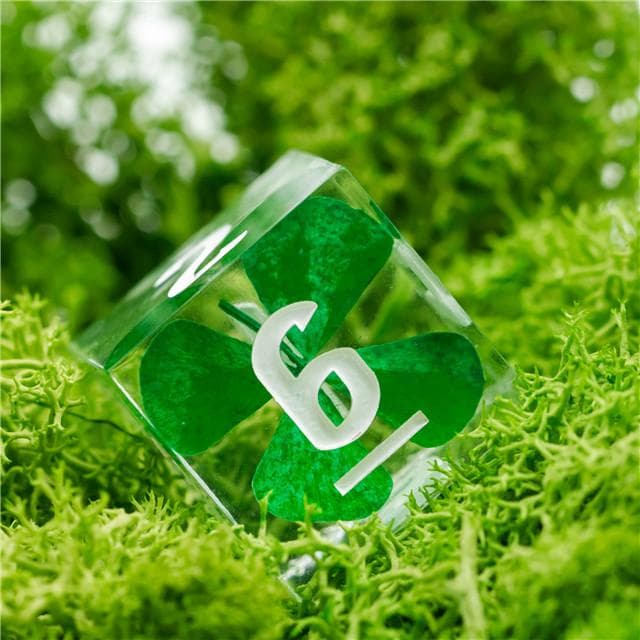 Polyhedral Dice Set | Resin | "Lucky Clover" (Sharp Edged) | Set of 7 (D0206)