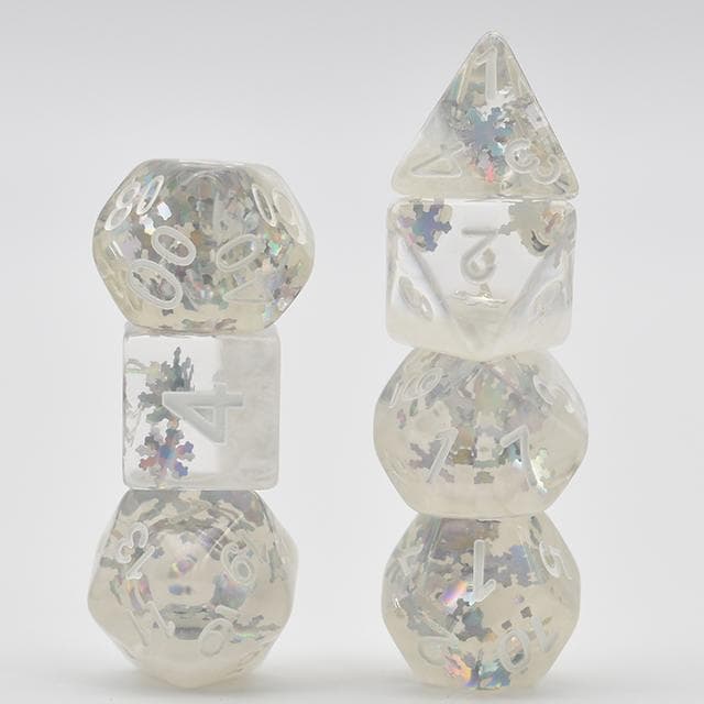 Polyhedral Dice Set | Acrylic | "Winter Snow" | Set of 7 (D0085)