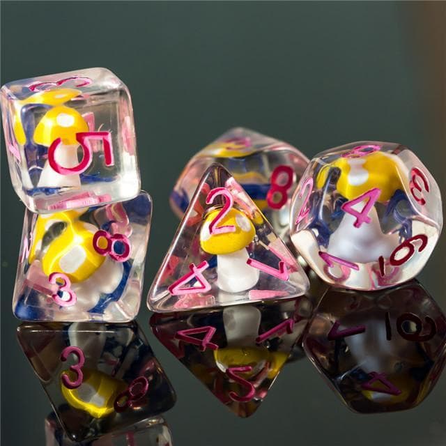 RPG Dice | "Magic Mushroom" Yellow | Set of 7