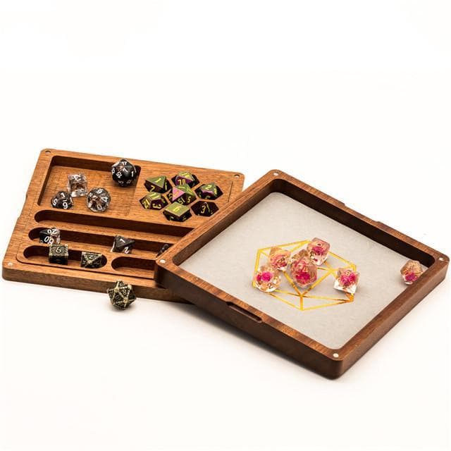 Dice Box  & Tray | Wooden Square | Sapele Wood with Dragon