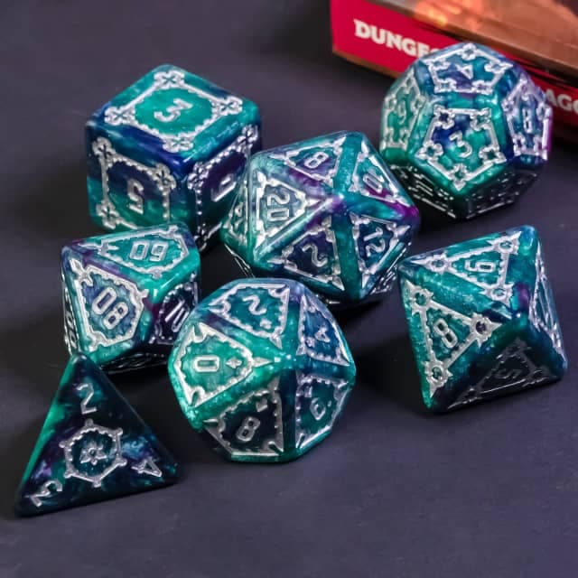 Large RPG Dice | "Chunky Castle" Coastal Realm | Set of 7