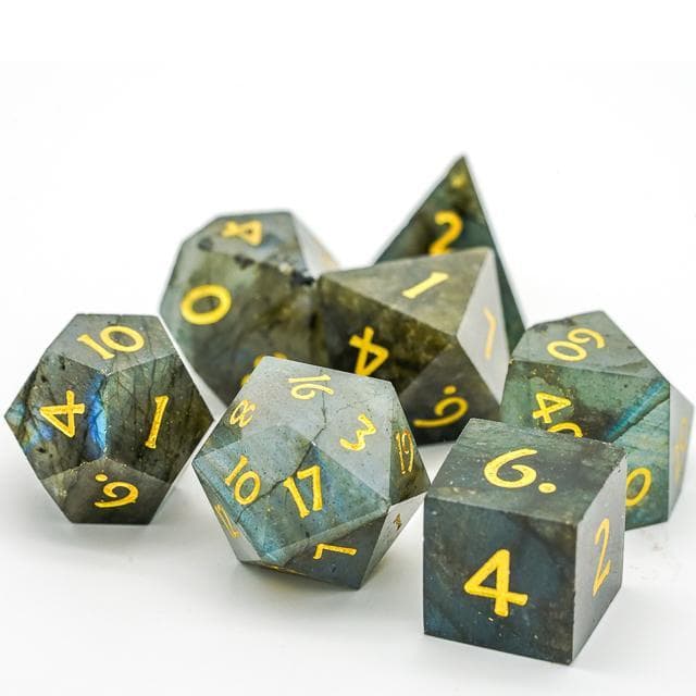 Gemstone Dice | Natural Labradorite | Set of 7