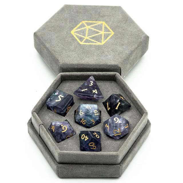 Gemstone Dice | Natural Fluorite | Set of 7