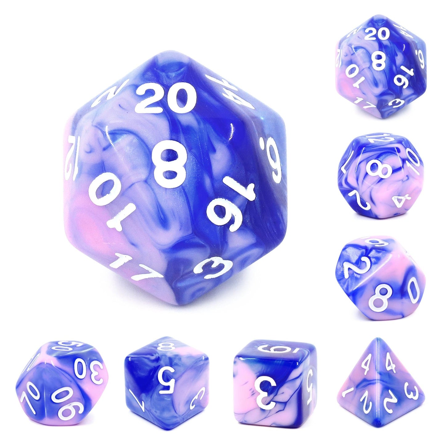 Polyhedral Dice Set | Acrylic | "Berry Whip" | Set of 7 (D0020)