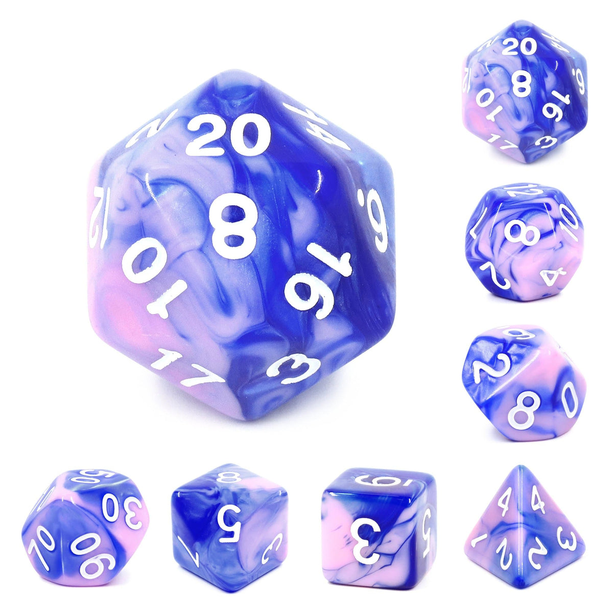 Polyhedral Dice Set | Acrylic | "Berry Whip" | Set of 7 (D0020)