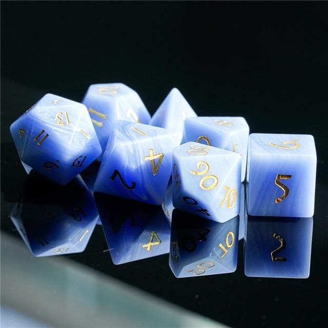 Gemstone Dice | Blue Lace Agate | Set of 7