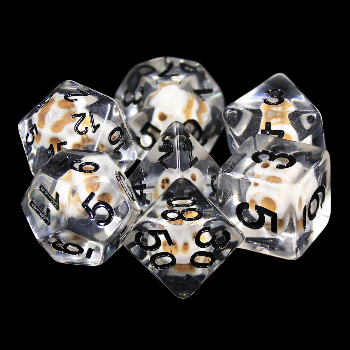 RPG Dice | "Skull Suspension" (Black Ink) | Set of 7