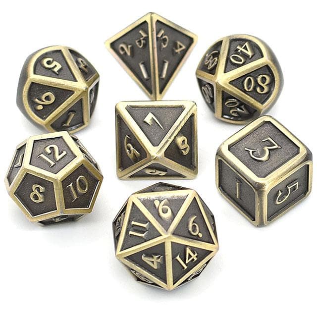 Metal Dice | Ancient Plated Bronze | Set of 7