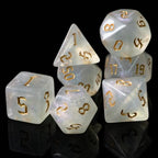 Polyhedral Dice Set | Acrylic | "Moonstone Thorns" Gold Ink | Set of 7 (D0183)