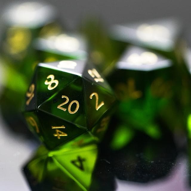 Glass Dice | Green | Set of 7
