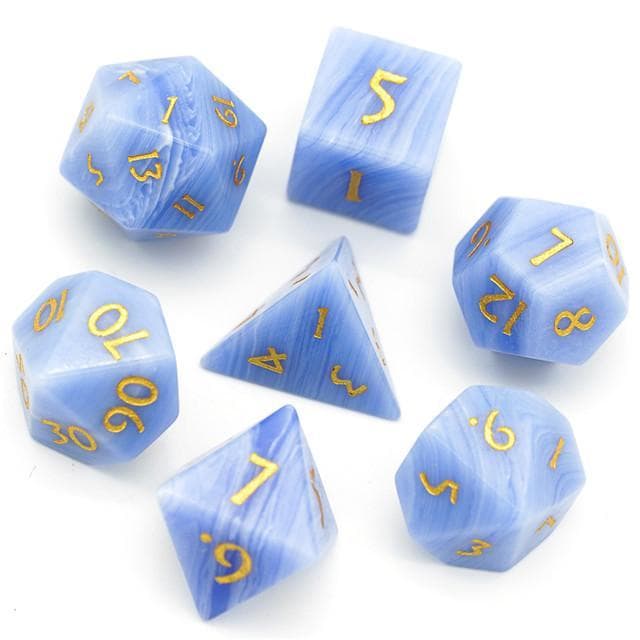Gemstone Dice | Blue Lace Agate | Set of 7