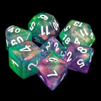 Polyhedral Dice Set | Acrylic | "Potion Seller" (White Ink) | Set of 7 (D0043)