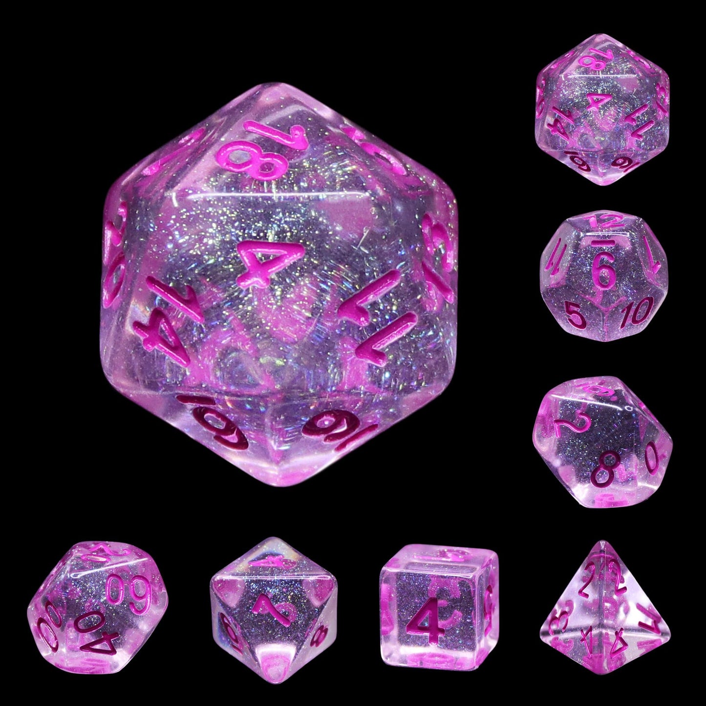 RPG Dice | "Glitter World" | Set of 7
