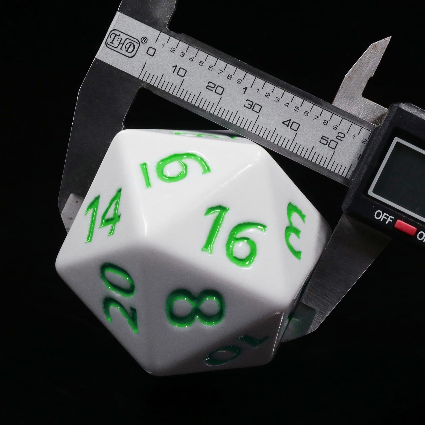 Colossal d20 (55mm) | White w/ Green Ink