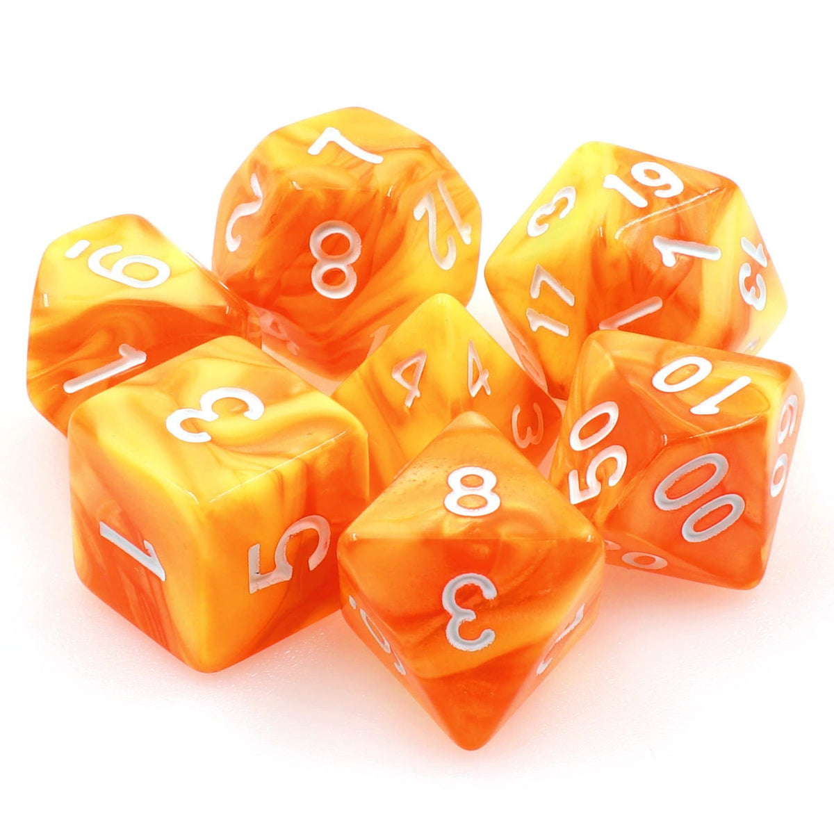 RPG Dice | "Citrus Sorbet" | Set of 7